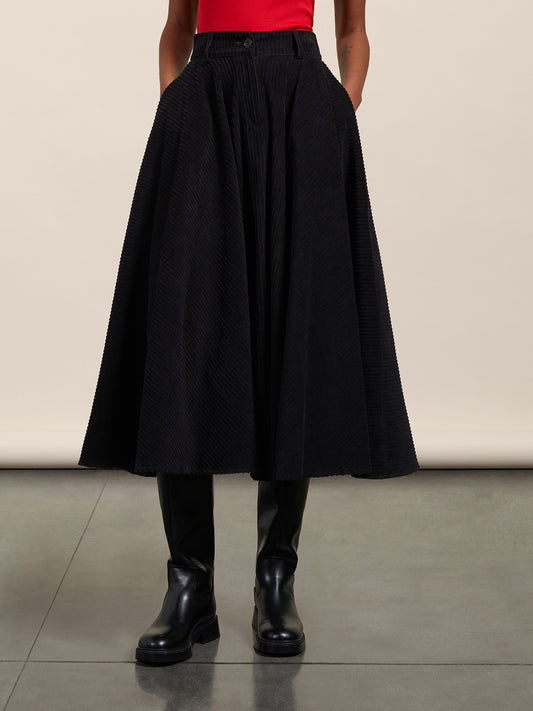 ROUNDED LONG SKIRT - BLACK - Archive | Pence 1979
