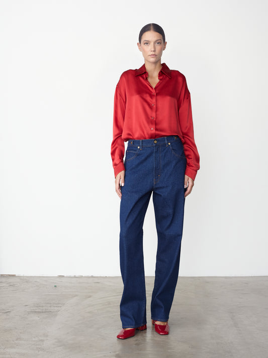 DENIM WITH ELASTIC WAISTBAND - NAVY BLUE - GIULIA30 | Pence 1979