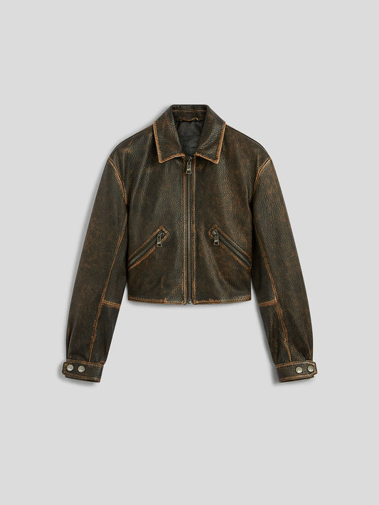 LEATHER JACKET - BROWN/BLACK - GIULIA30 | Pence 1979