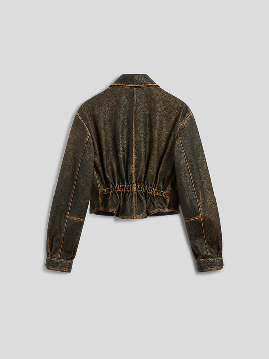 LEATHER JACKET - BROWN/BLACK - GIULIA30 | Pence 1979