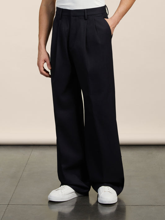 DOUBLE PLEATS PANT - NAVY BLUE - Archive | Pence 1979