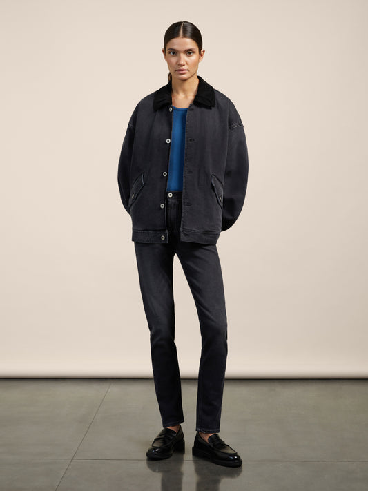 JACKET WITH CORDUROY NECK - BLACK - GIULIA30 | Pence 1979