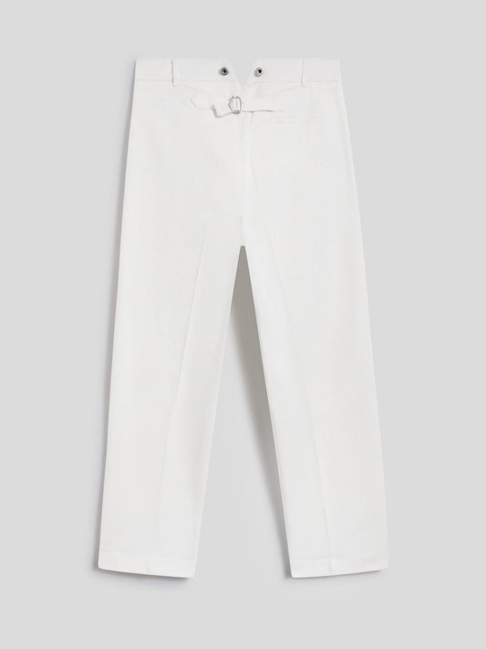 RELAXED-FIT TROUSERS IN WHITE COTTON - PURE WHITE - Check Active | Pence 1979