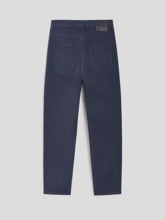 CARROT FIT TROUSERS IN DARK BLUE TENCEL COTTON - BLUE NAVY - Check Active | Pence 1979