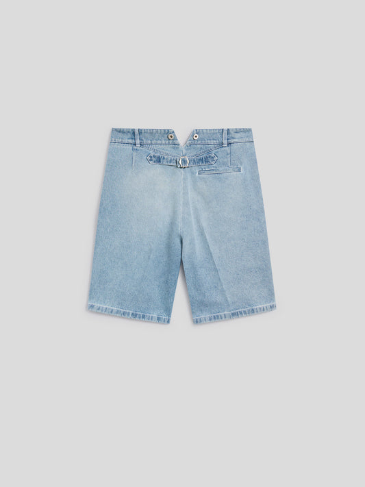 RELAXED-FIT BERMUDA SHORTS IN LIGHT BLUE DENIM WITH WORKER DETAILS - LIGHT BLUE - Check Active | Pence 1979