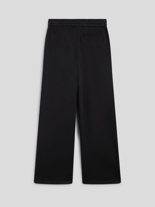 LOOSE-FIT TROUSERS IN BLACK COTTON FLEECE WITH EMBROIDERY - BLACK - Men′s Bottomwear | Pence 1979