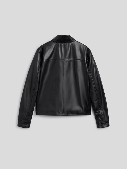 BLACK REGULAR-FIT JACKET IN LAMBSKIN - BLACK - Men′s Clothing | Pence 1979