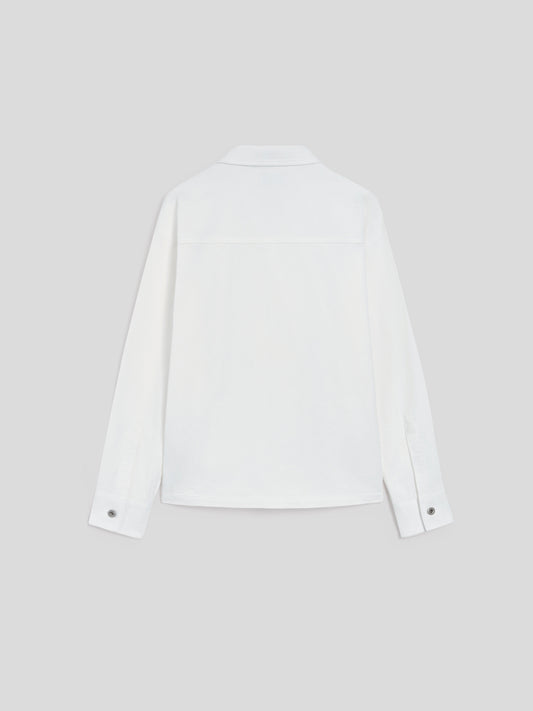 REGULAR-FIT WHITE COMFORT DENIM OVERSHIRT WITH POCKET - PURE WHITE - Men′s Clothing | Pence 1979