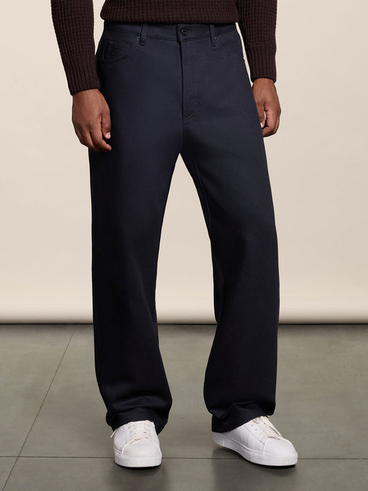 BAGGY FIT CARBON DENIM FIVE POCKET PANTS - CARBON - Check Active | Pence 1979