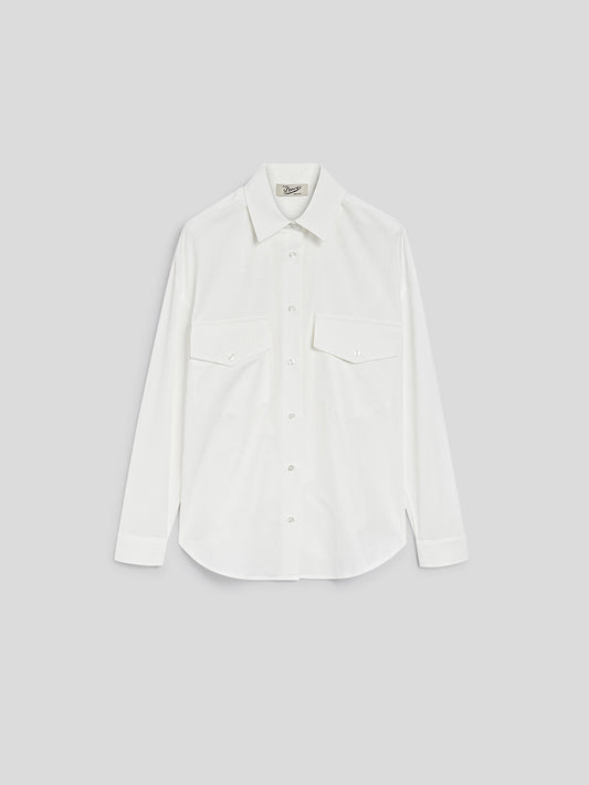 POPELINE COTTON OVERSHIRT - WHITE - GIULIA30 | Pence 1979