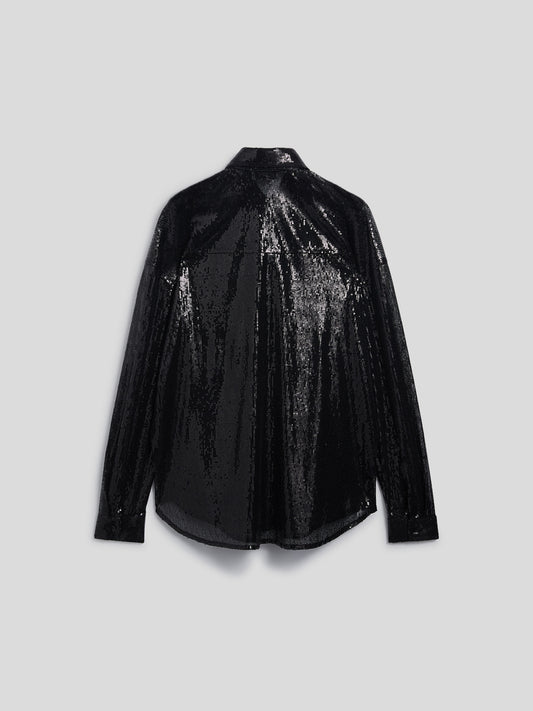 SEQUINED LONG SLEEVES SHIRT - BLACK - Check Active | Pence 1979