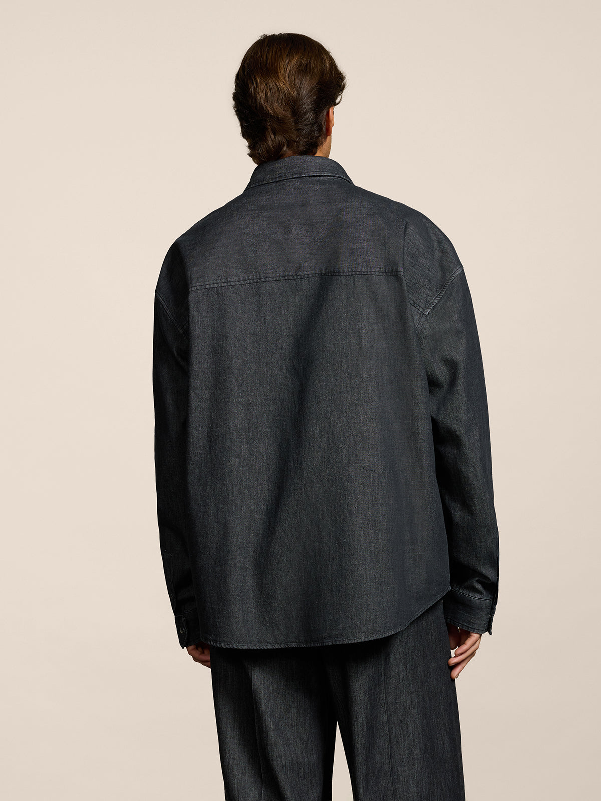 MEN'S SHIRT OVER FIT WITH FLAP POCKETS LONG SLEEVES BLACK