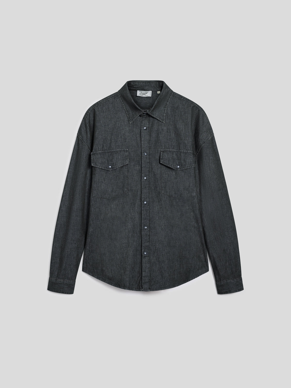 MEN'S SHIRT OVER FIT WITH FLAP POCKETS LONG SLEEVES BLACK