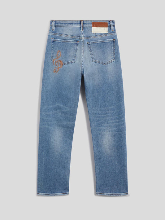 PANT WITH EMBROIDERY - BLUE - Archive | Pence 1979