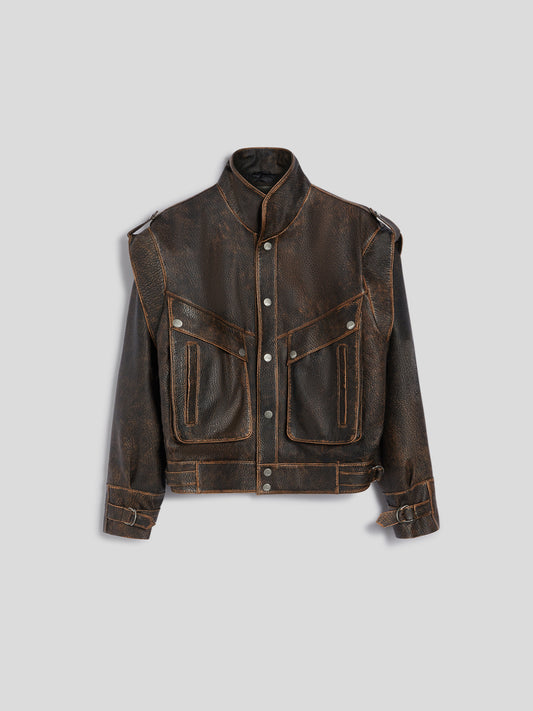 LEATHER JACKET - BROWN - GIULIA30 | Pence 1979