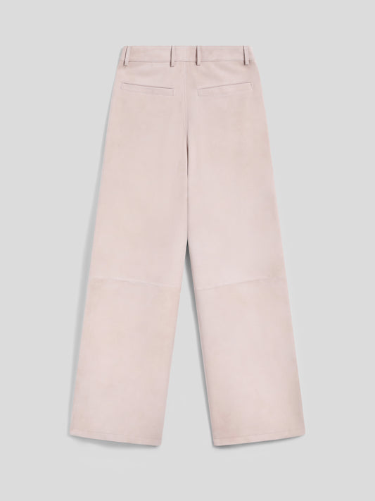 REGULAR-FIT HIGH-WAISTED TROUSERS IN PINK SUEDE - DUSTY ROSE - promo code | Pence 1979