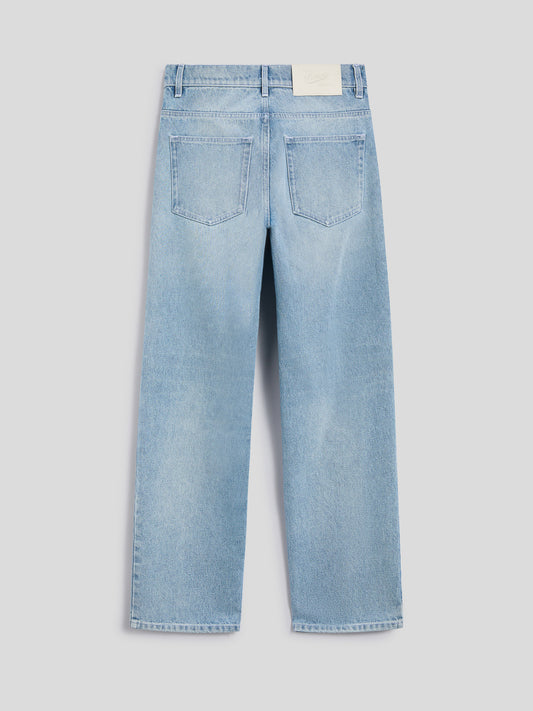 REGULAR-FIT TROUSERS IN LIGHT BLUE DENIM - LIGHT BLUE - Women′s Bottomwear | Pence 1979