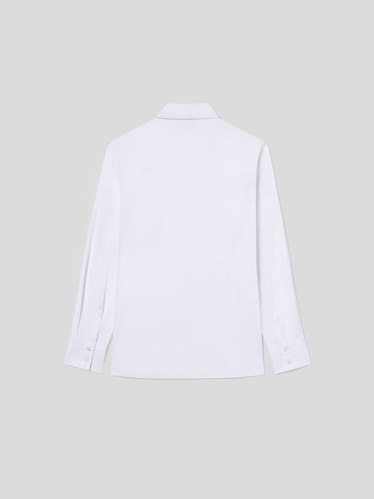 REGULAR-FIT SHIRT IN WHITE COTTON WITH PLASTRON TUXEDO - OPTICAL WHITE - Women′s Clothing | Pence 1979