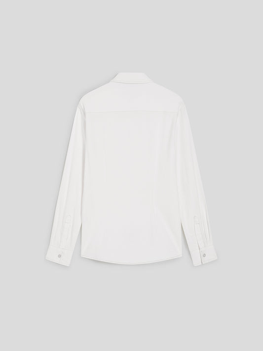 REGULAR-FIT SHIRT IN WHITE COTTON WITH FLAP POCKETS - PURE WHITE - promo code | Pence 1979