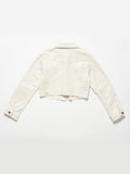 Cropped denim jacket opalescent effect