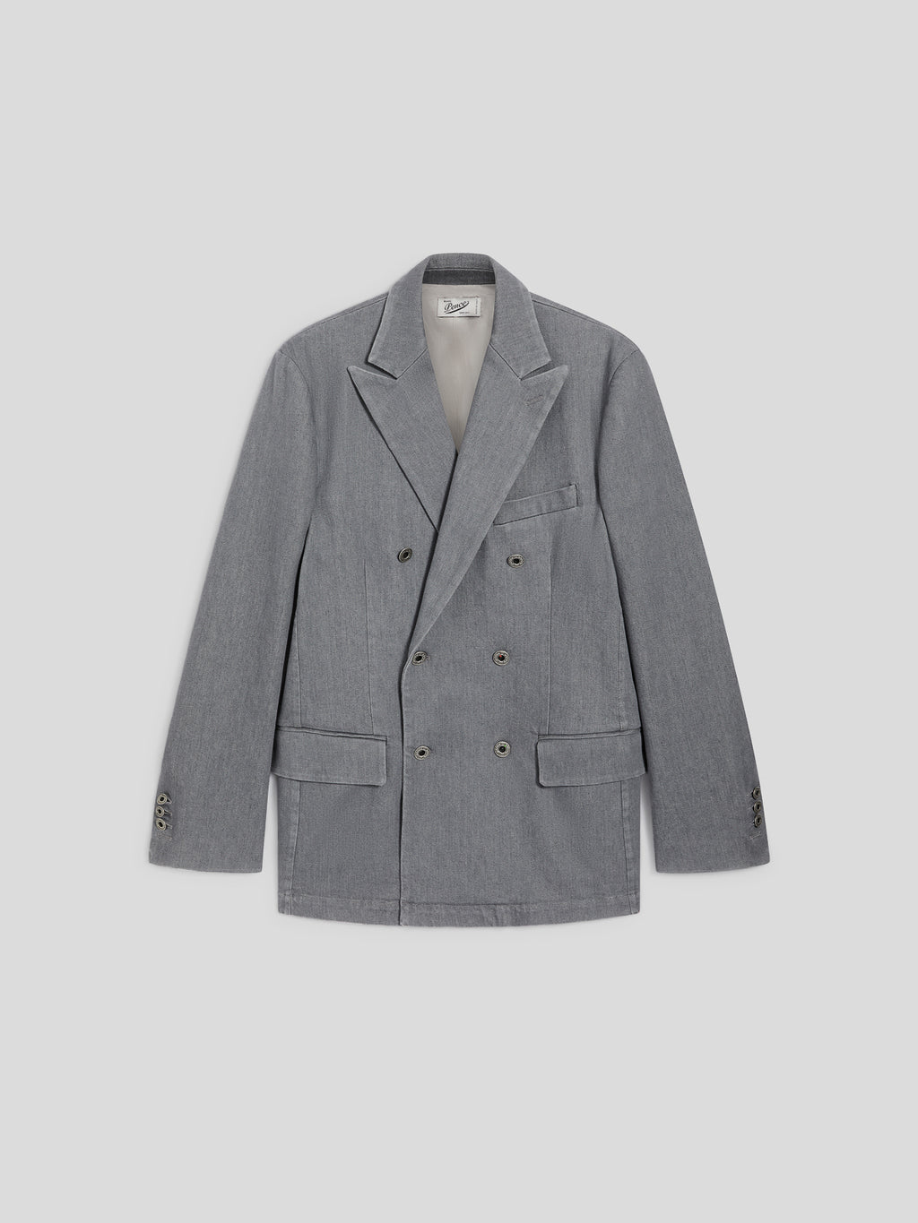 REGULAR-FIT DOUBLE-BREASTED JACKET IN GREY COMFORT DENIM - LONDON GREY - Check Active | Pence 1979