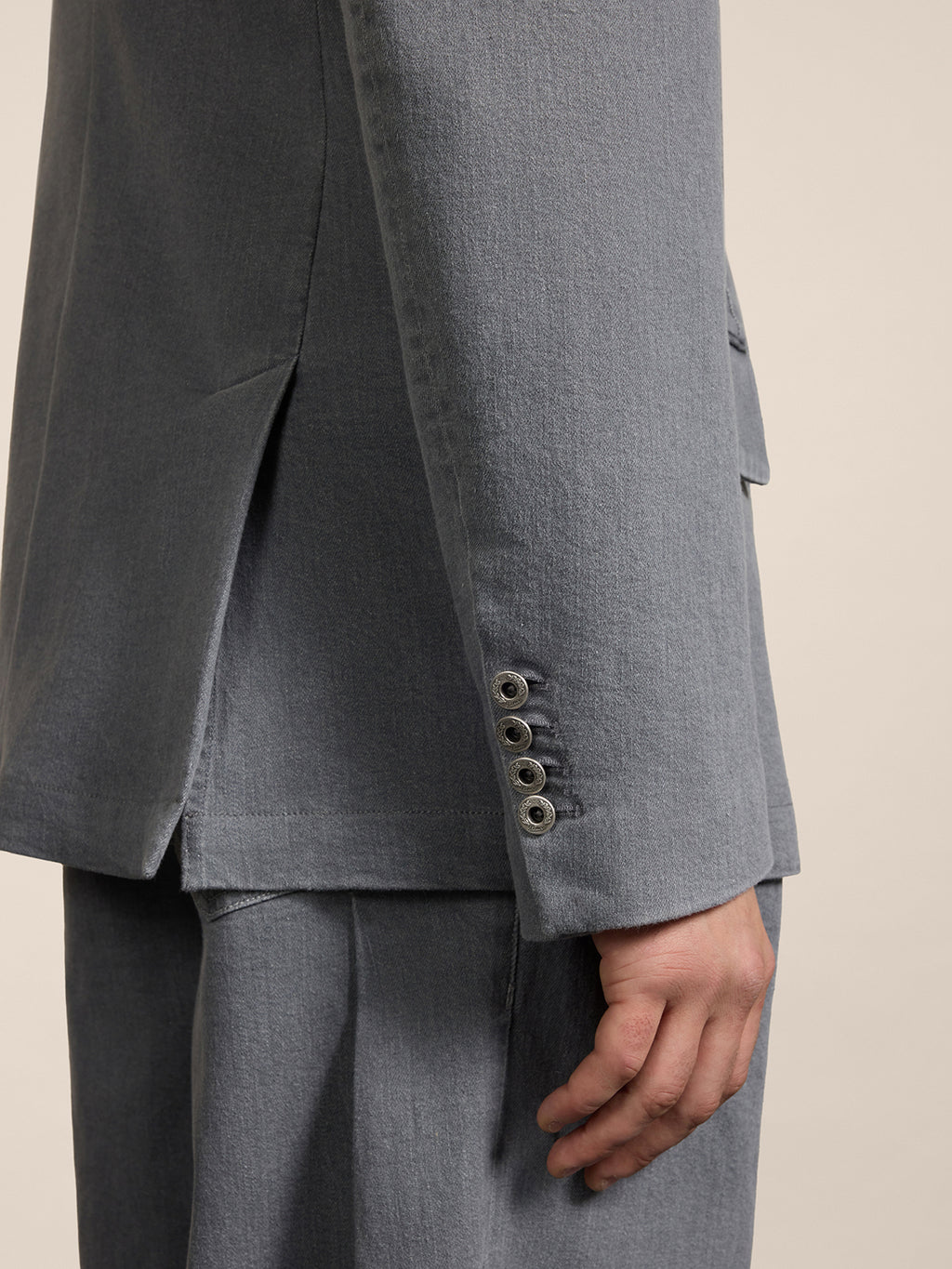REGULAR-FIT DOUBLE-BREASTED JACKET IN GREY COMFORT DENIM - LONDON GREY - Check Active | Pence 1979