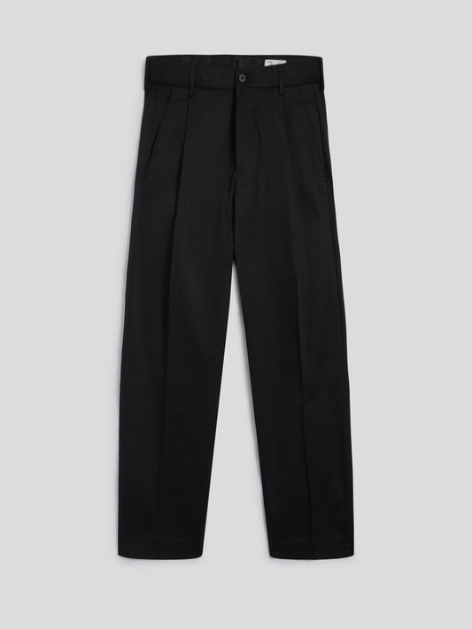 REGULAR-FIT CHINO TROUSERS IN BLACK COMFORT DENIM - DEEP BLACK - Check Active | Pence 1979