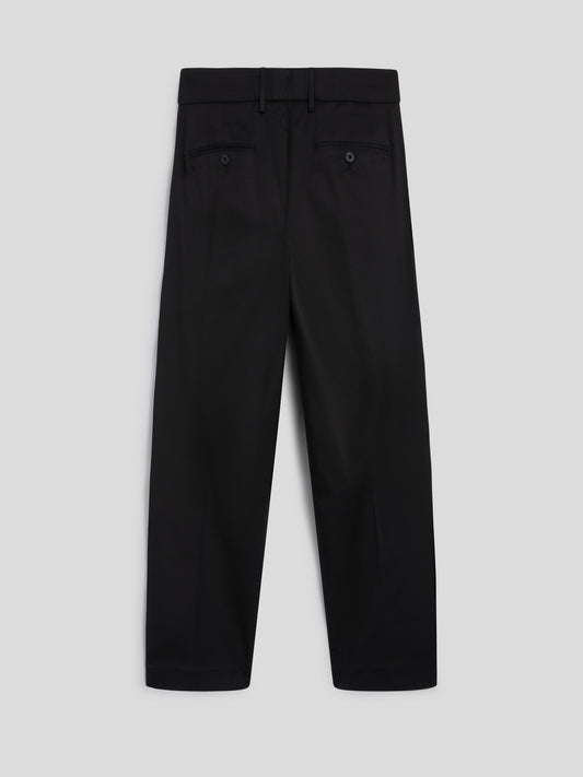 REGULAR-FIT CHINO TROUSERS IN BLACK COMFORT DENIM - DEEP BLACK - Check Active | Pence 1979