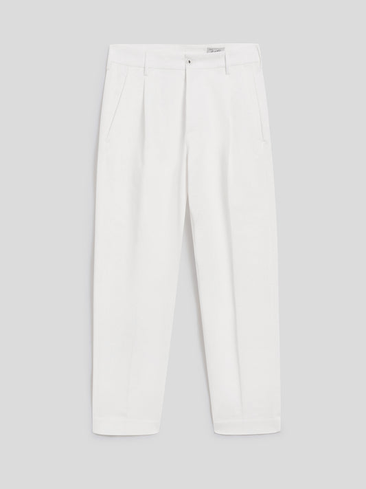 REGULAR-FIT CHINO TROUSERS IN WHITE COMFORT DENIM - PURE WHITE  - Check Active | Pence 1979