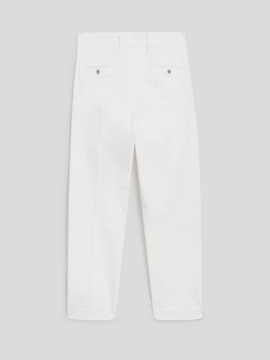 REGULAR-FIT CHINO TROUSERS IN WHITE COMFORT DENIM - PURE WHITE  - Check Active | Pence 1979