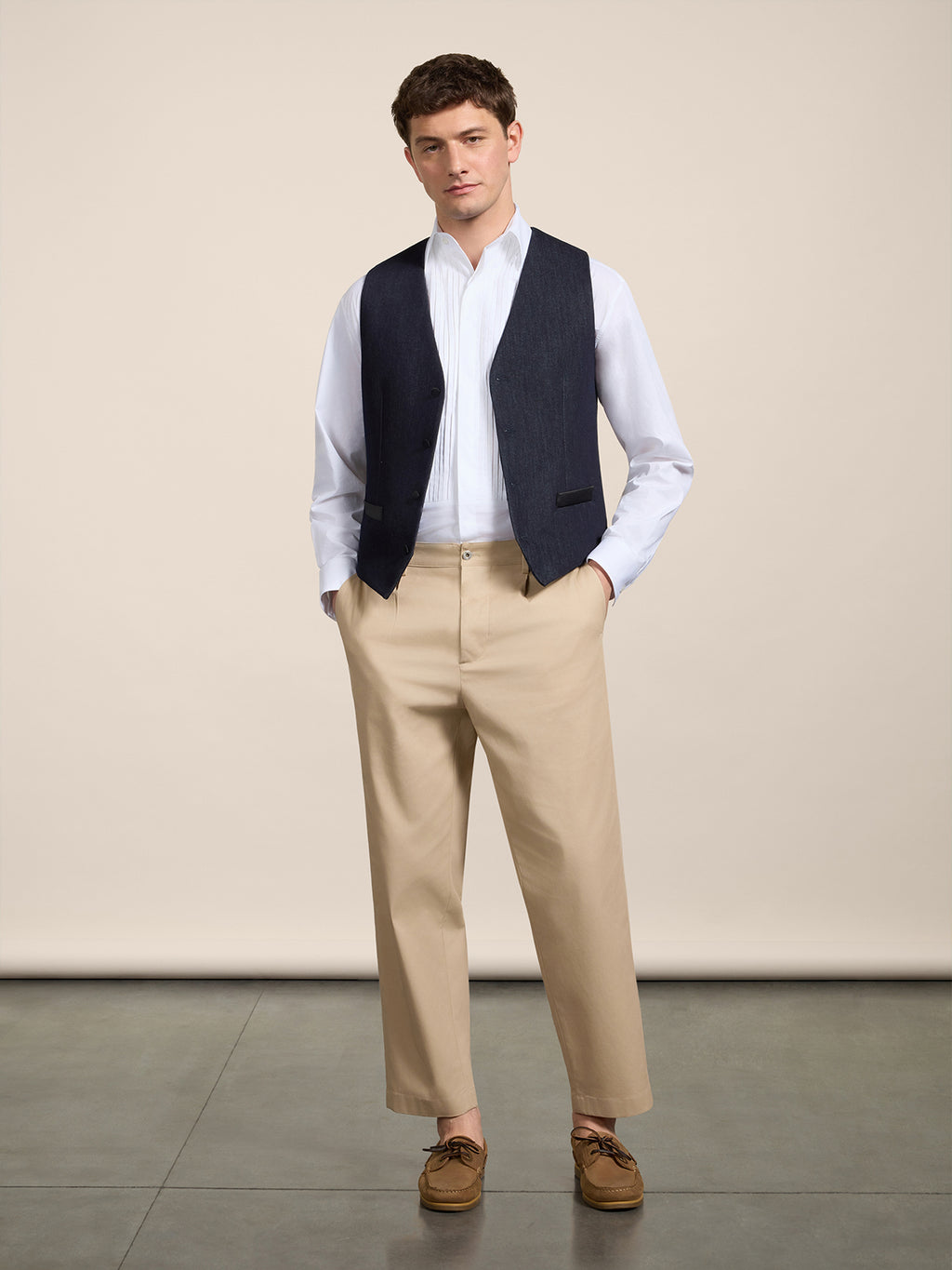 RELAXED-FIT TROUSERS IN COLONIAL COTTON - COLONIAL - Check Active | Pence 1979