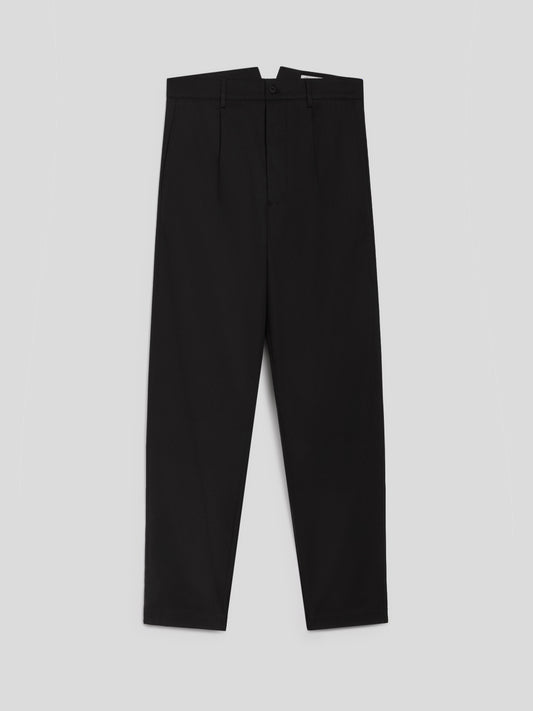 RELAXED-FIT TROUSERS IN BLACK COTTON - BLACK - Men′s Bottomwear | Pence 1979