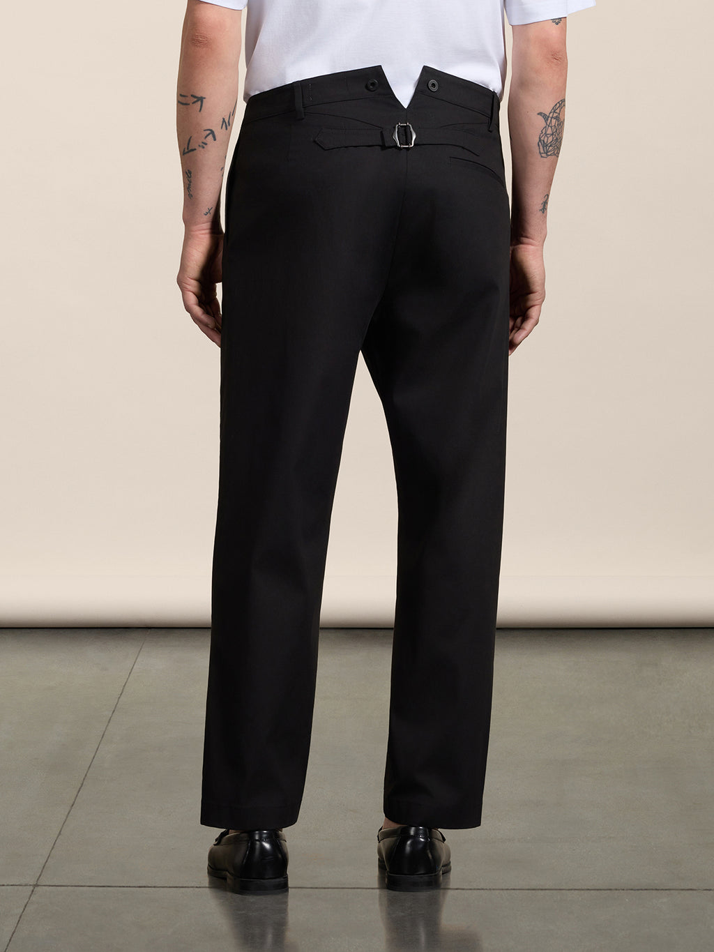RELAXED-FIT TROUSERS IN BLACK COTTON - BLACK - Men′s Bottomwear | Pence 1979