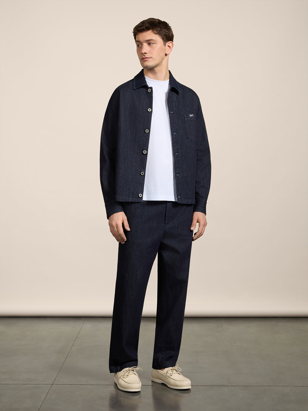 RELAXED-FIT TROUSERS IN DARK BLUE COTTON WITH WORKER DETAILS - NIGHT BLUE - Check Active | Pence 1979