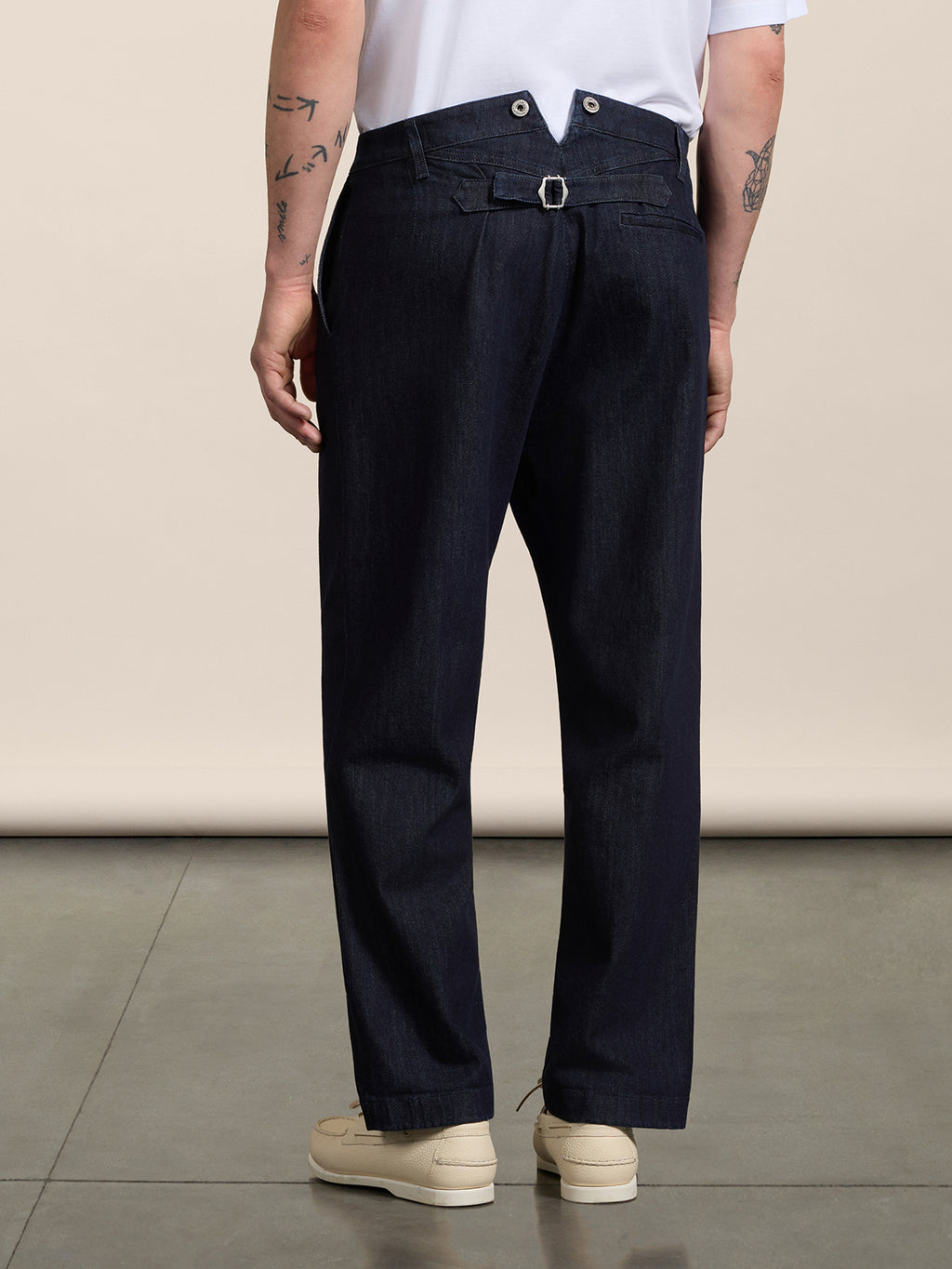 RELAXED-FIT TROUSERS IN DARK BLUE COTTON WITH WORKER DETAILS - NIGHT BLUE - Check Active | Pence 1979