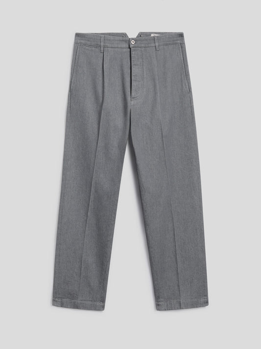 RELAXED-FIT TROUSERS IN MEDIUM GREY COMFORT DENIM - LONDON GREY - Men′s Bottomwear | Pence 1979