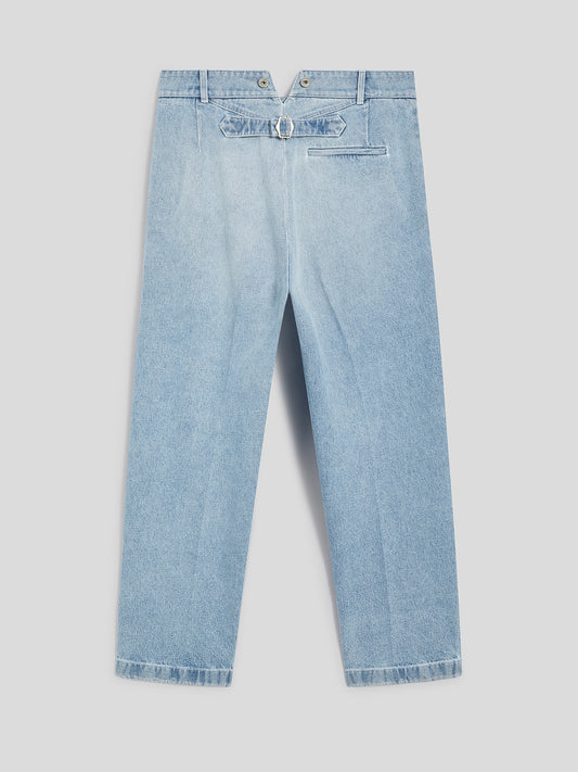 RELAXED FIT TROUSERS IN LIGHT BLUE COTTON - LIGHT BLUE - Check Active | Pence 1979