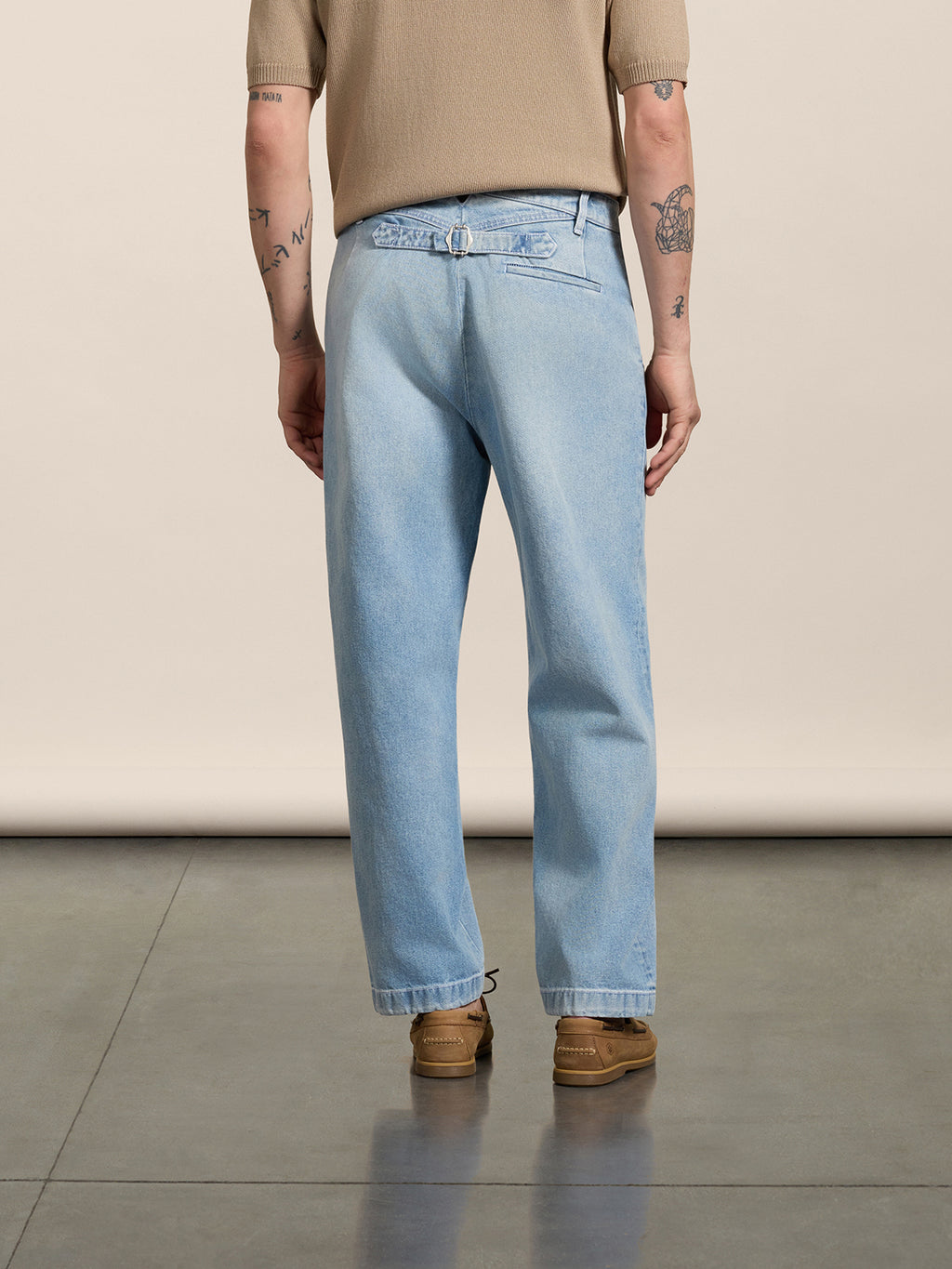 RELAXED FIT TROUSERS IN LIGHT BLUE COTTON - LIGHT BLUE - Men′s Bottomwear | Pence 1979