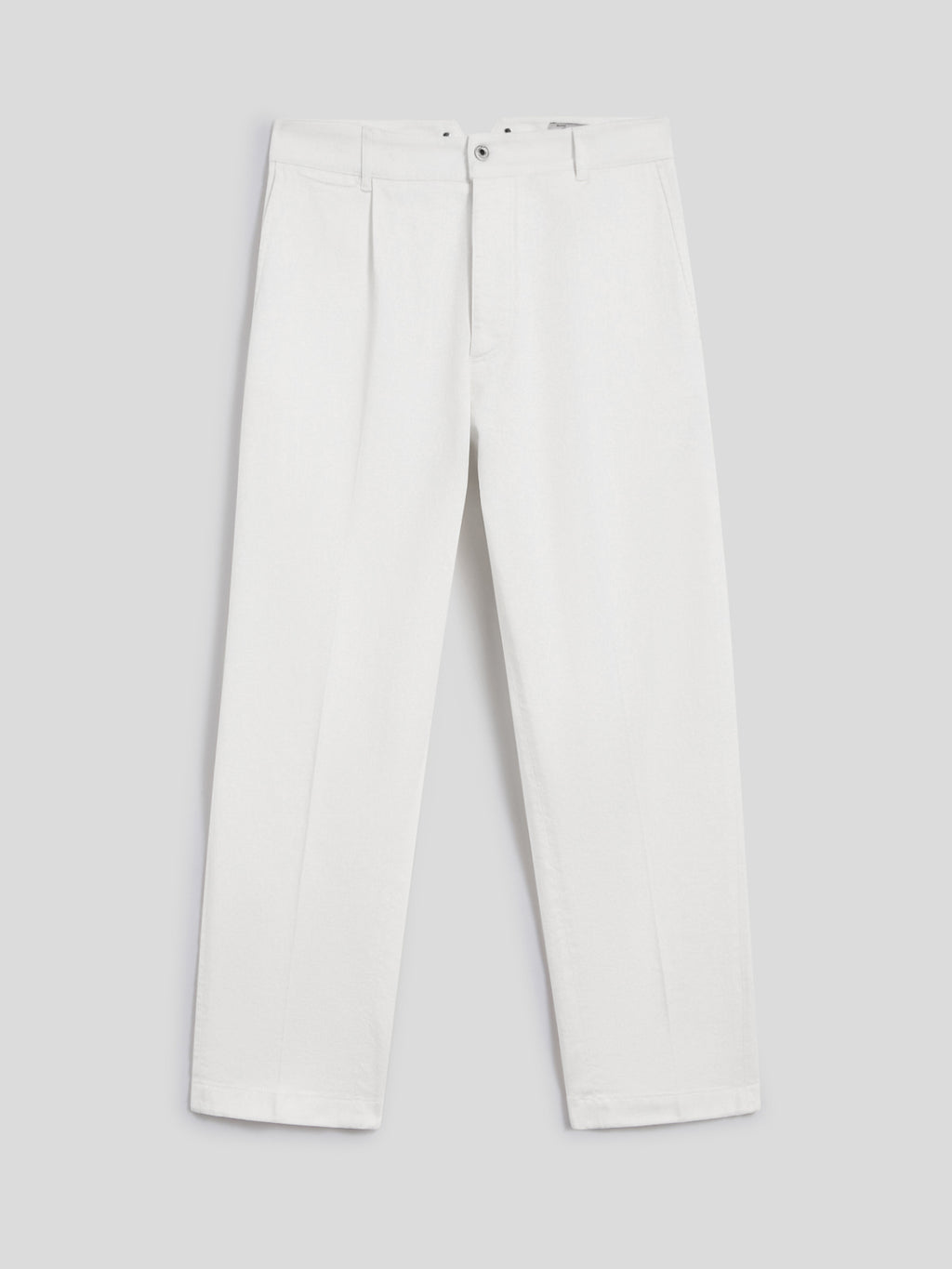 RELAXED-FIT TROUSERS IN WHITE COTTON - PURE WHITE - Men′s Bottomwear | Pence 1979