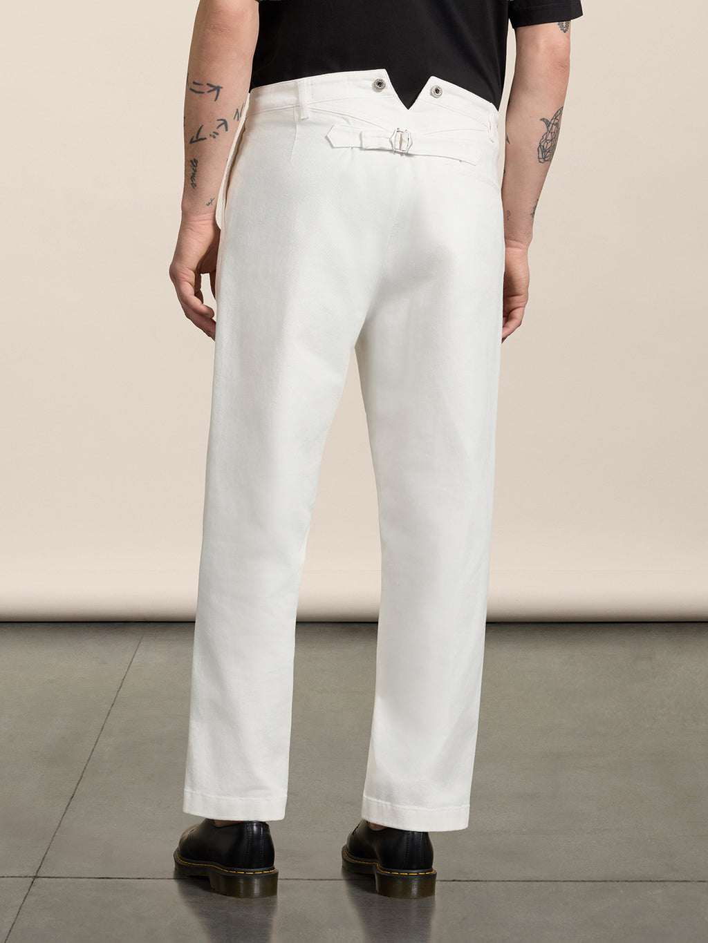 RELAXED-FIT TROUSERS IN WHITE COTTON - PURE WHITE - Men′s Bottomwear | Pence 1979