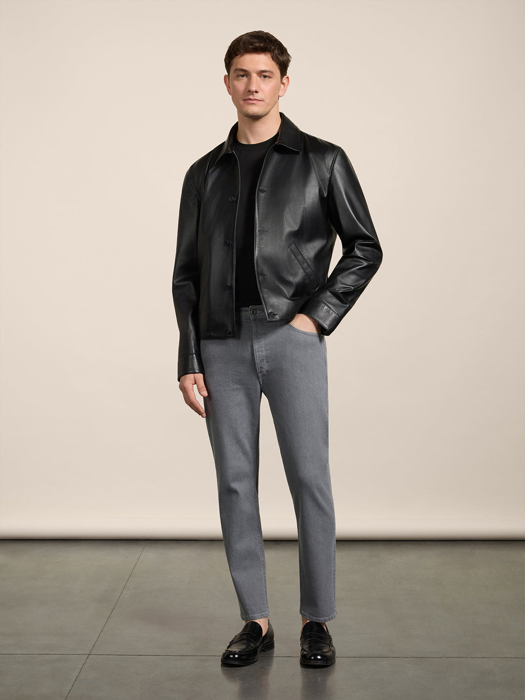 CARROT FIT TROUSERS IN GREY COMFORT DENIM - LONDON GREY - Check Active | Pence 1979
