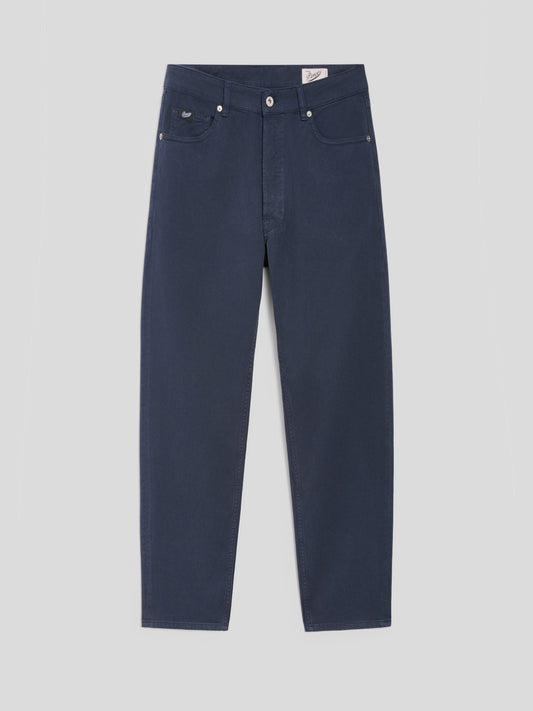 CARROT FIT TROUSERS IN DARK BLUE TENCEL COTTON - BLUE NAVY - Check Active | Pence 1979