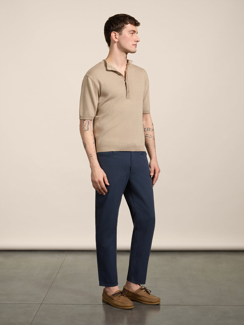 CARROT FIT TROUSERS IN DARK BLUE TENCEL COTTON - BLUE NAVY - Check Active | Pence 1979