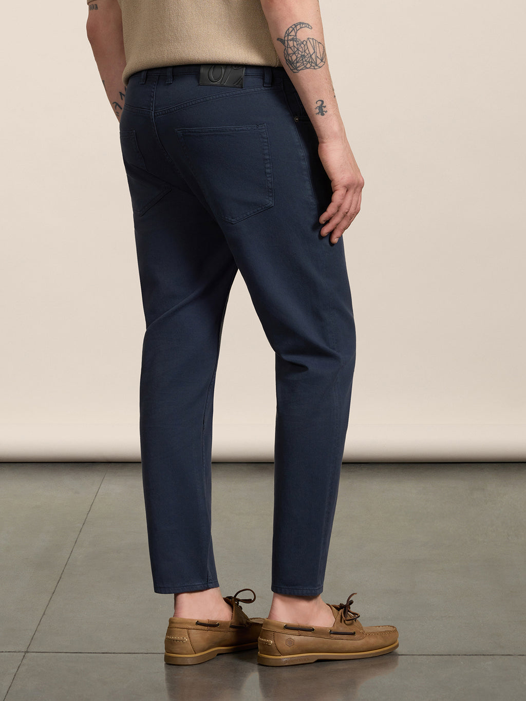 CARROT FIT TROUSERS IN DARK BLUE TENCEL COTTON - BLUE NAVY - Check Active | Pence 1979