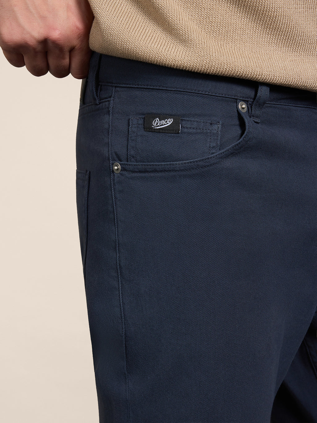 CARROT FIT TROUSERS IN DARK BLUE TENCEL COTTON - BLUE NAVY - Check Active | Pence 1979