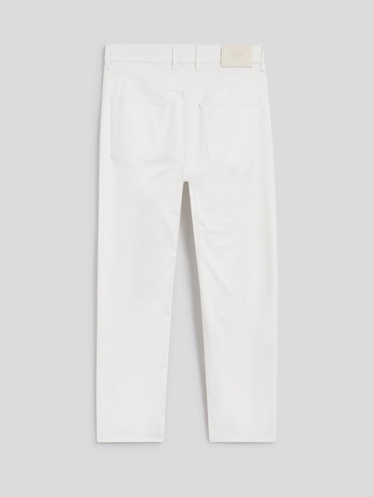 CARROT-FIT TROUSERS IN WHITE COMFORT DENIM - PURE WHITE - Check Active | Pence 1979