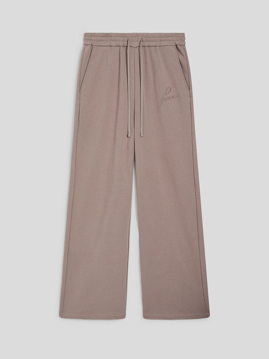 LOOSE-FIT TROUSERS IN TAUPE COTTON FLEECE WITH EMBROIDERY - TAUPE - Men′s Bottomwear | Pence 1979