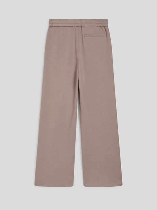 LOOSE-FIT TROUSERS IN TAUPE COTTON FLEECE WITH EMBROIDERY - TAUPE - Men′s Bottomwear | Pence 1979
