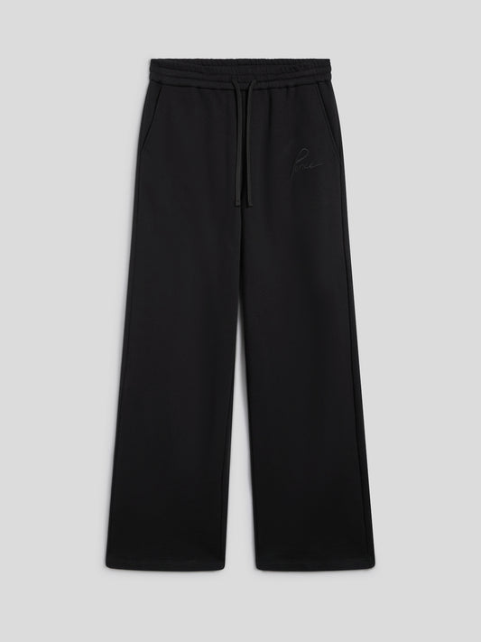 LOOSE-FIT TROUSERS IN BLACK COTTON FLEECE WITH EMBROIDERY - BLACK - Men′s Bottomwear | Pence 1979