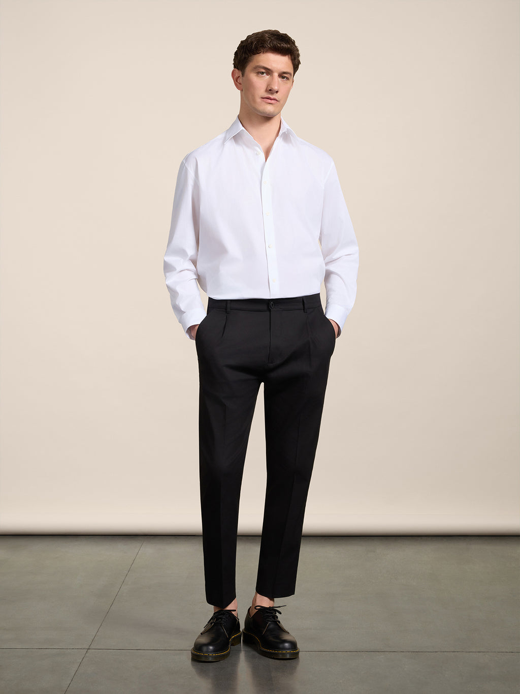 REGULAR-FIT SHIRT IN OPTIC WHITE COTTON - OPTICAL WHITE - Check Active | Pence 1979